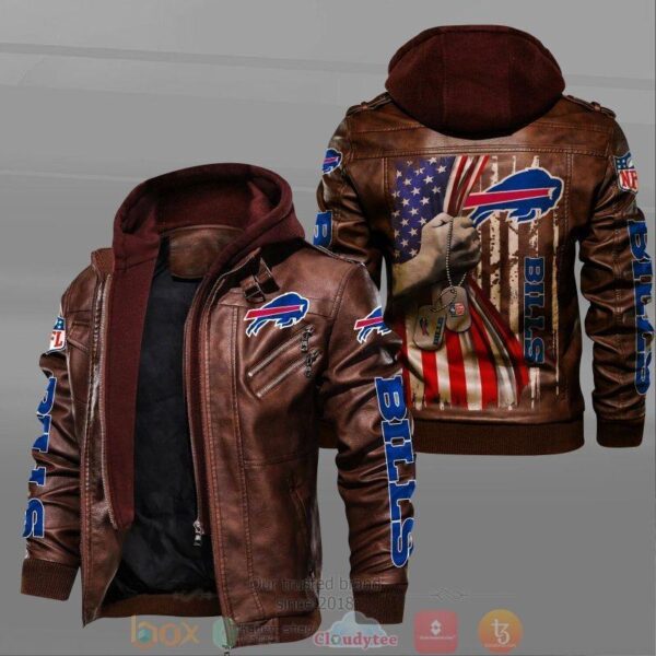 NFL Buffalo Bills American Flag 2D hoodie mens Leather Jacket 1