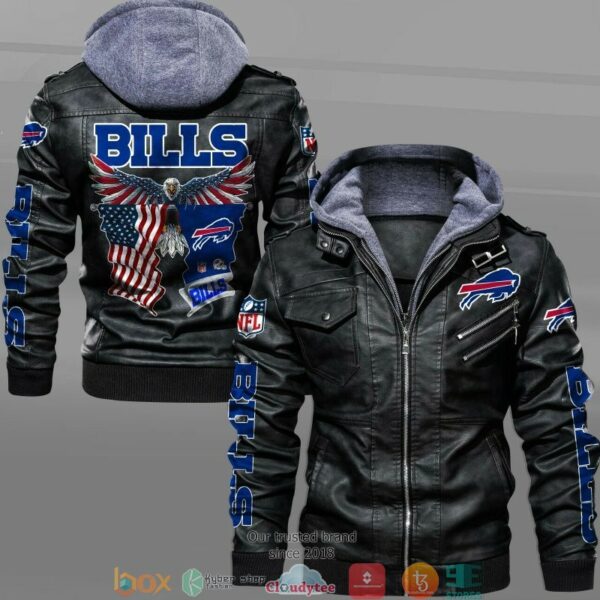 NFL Buffalo Bills Eagle American flag 2d hoodie mens leather jacket