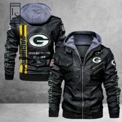 NFL Green Bay Packers hooded men's Leather Jacket