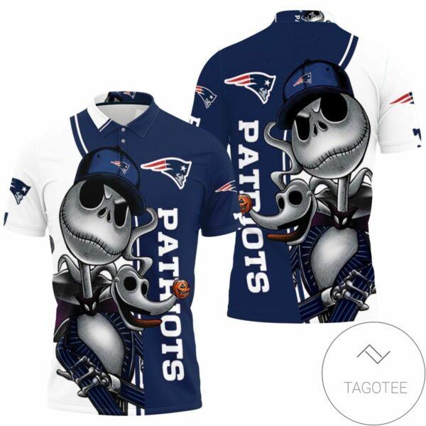 New England Patriots Jack Skellington And Zero All Over Print Polo Shirt
