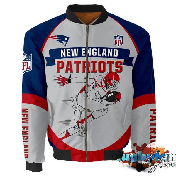 New England Patriots NFL 3d Bomber Jacket Graphic Running - New arrivals