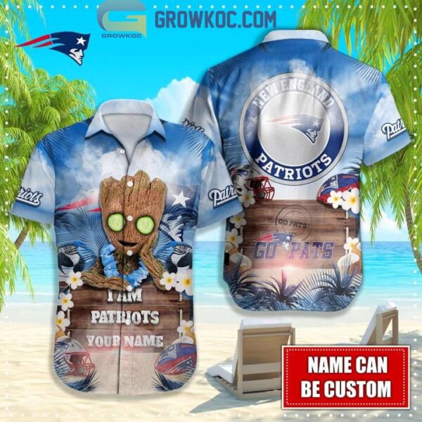 New England Patriots NFL Hawaiian Groot Design Button Shirt