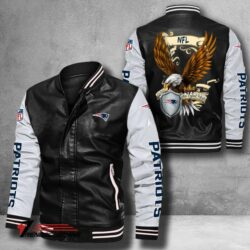 New England Patriots NFL US.Eagle Bomber Leather Jacket custom - black