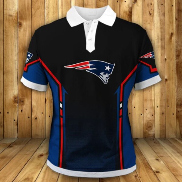 New England Patriots nfl 3D polo custom Red stripes 01