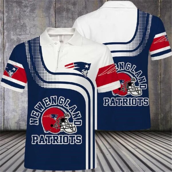 New England Patriots nfl 3D polo custom Red stripes 03