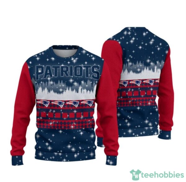 New England Patriots nfl Christmas Forrest Pattern Ugly Christmas Sweater custom