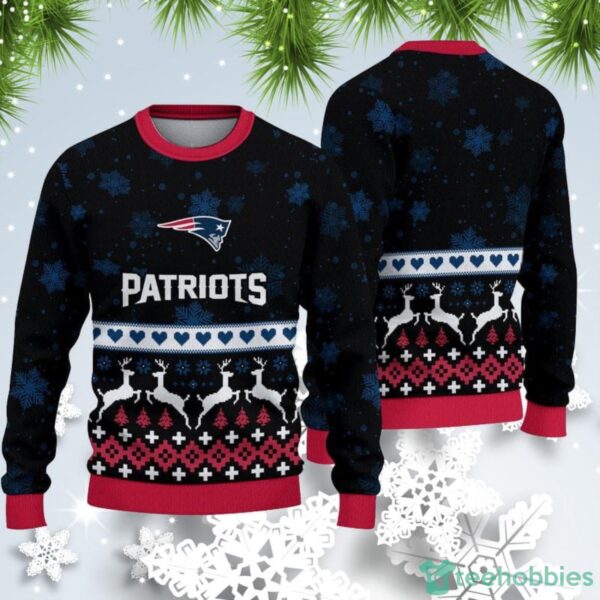 New England Patriots nfl Christmas Snow Heart Pattern Ugly Christmas Sweater custom