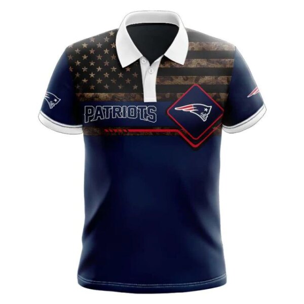 New England Patriots nfl custom 3D polo shirt camo navy style for fan