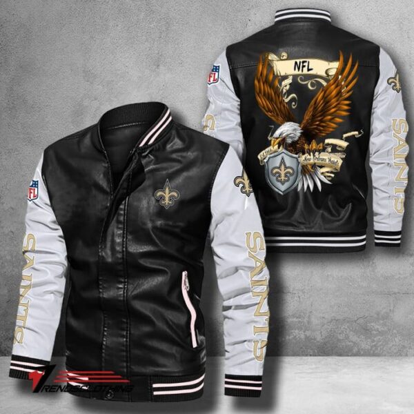 New Orleans Saints NFL US.Eagle Bomber Leather Jacket custom - black