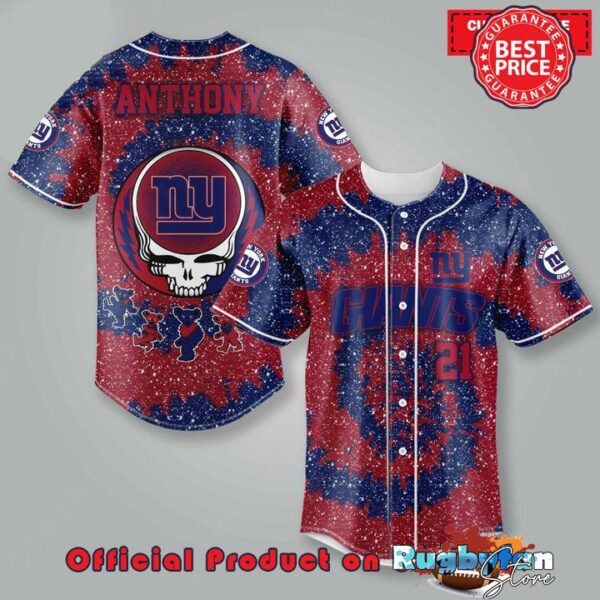 New York Giants NFL Grateful Dead 3D Personalized Premium Baseball Jersey