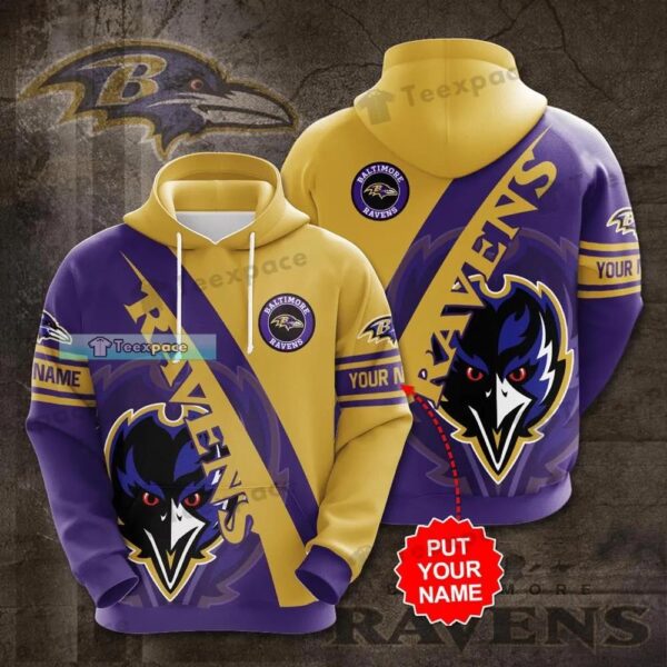 Personalized Curved Letter Mascot Baltimore Ravens Hoodie 1