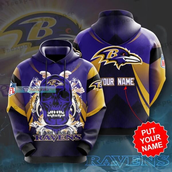 Personalized Floral Skull Baltimore Ravens Hoodie 1