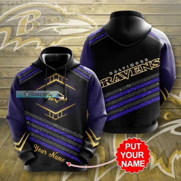 Personalized Hexagon Glitter Pattern Baltimore Ravens Hoodie 1