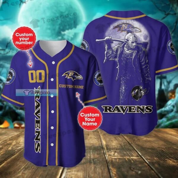 Personalized Jason Moon Halloween Baltimore Ravens Baseball Jersey 1