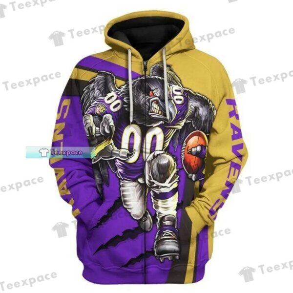 Personalized Mascot Claw Curved Pattern Baltimore Ravens Hoodie 2