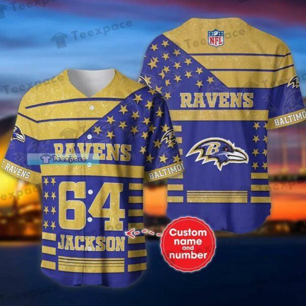 Personalized Star Pattern Baltimore Ravens Baseball Jersey