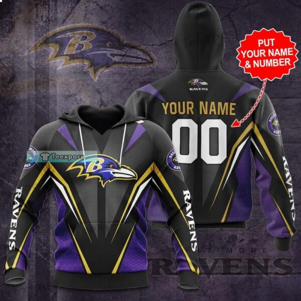Personalized Stripes Racing Style Baltimore Ravens Hoodie 1