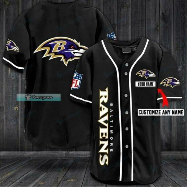 Personalized black Vertical Letter Baltimore Ravens Baseball Jersey Shirt