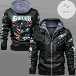 Philadelphia Eagles NFL Eagle Men’s Hooded Leather Jacket