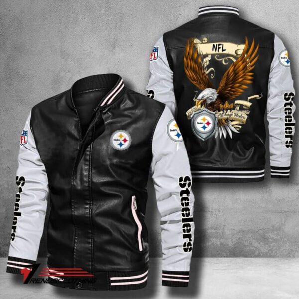 Pittsburgh-Steelers-NFL-USEagle-Bomber-Leather-Jacket-custom-blakc
