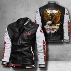 San Francisco 49ers NFL US.Eagle Bomber Leather Jacket custom - black