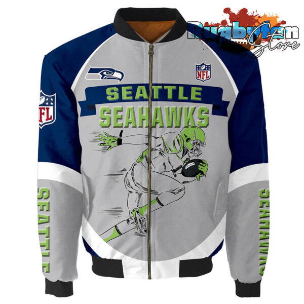 Seattle Seahawks NFL 3d Bomber Jacket Graphic Running - New arrivals