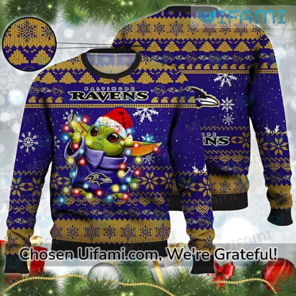 Ugly Sweater Ravens Bountiful Baby Yoda Baltimore Ravens Gift