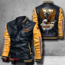 Washington Commanders NFL US.Eagle Bomber Leather Jacket custom - black yellow