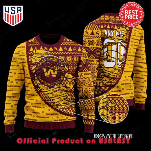 Washington Football Team NFL Woolen Custom Name Ugly Christmas Sweater shirt