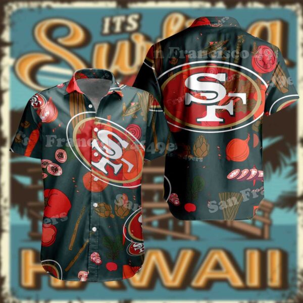 nfl San Francisco 49ers hawaiian shirt tropical vegetables for fans