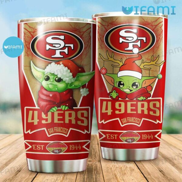 49ers Tumbler Baby Yoda With Santa Hat San Francisco 49ers Gift