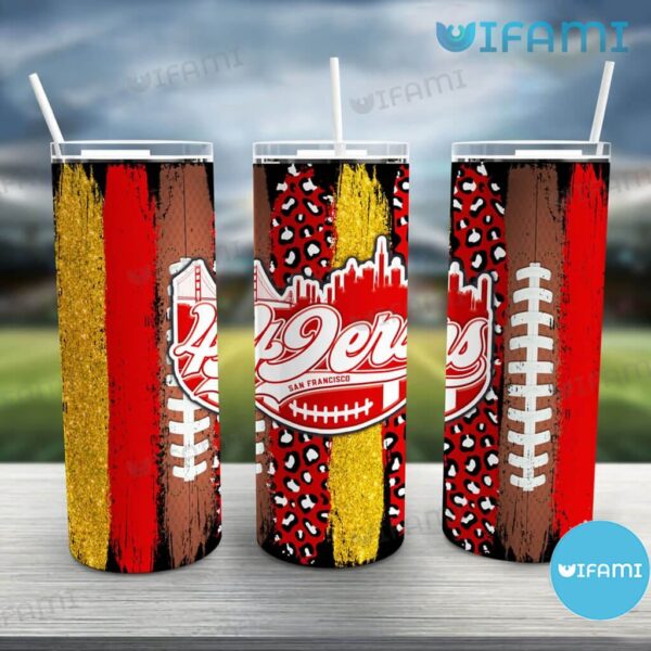 49ers Tumbler Leopad Ball Stitching Skyline San Francisco 49ers Gift