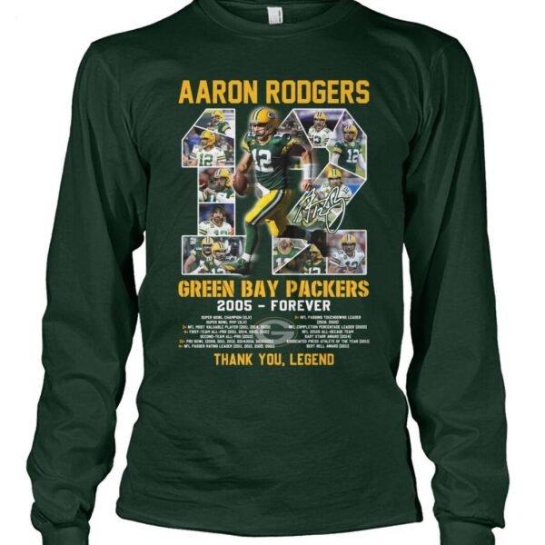 Aaron Rodgers 12 Green Bay Packers 2005 Forever Thank You Legend T Shirt Limited Edition 3