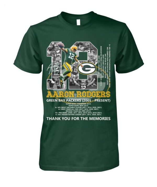 Aaron Rodgers 12 Green Bay Packers 2005 Present Thank You For The Memories T Shirt 1