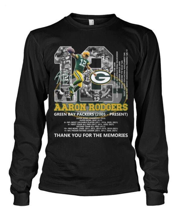 Aaron Rodgers 12 Green Bay Packers 2005 Present Thank You For The Memories T Shirt 3