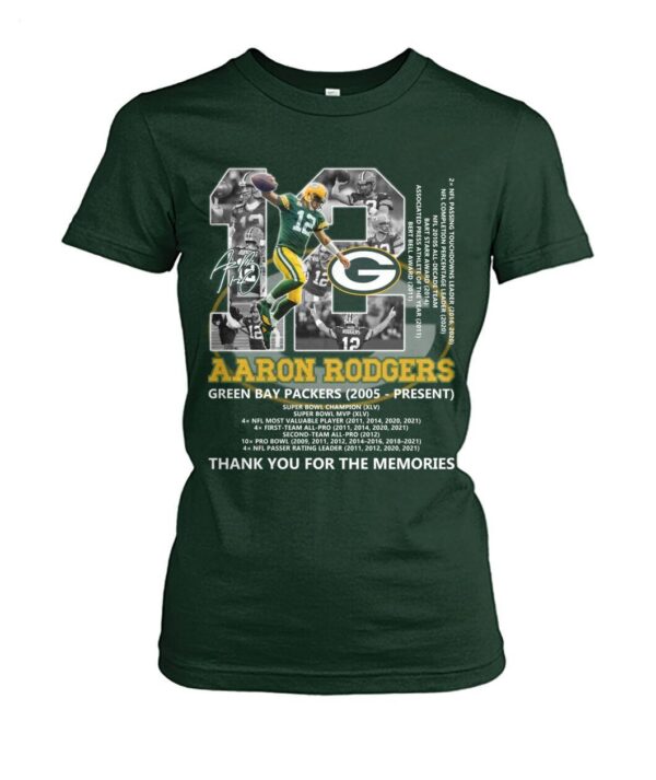 Aaron Rodgers 12 Green Bay Packers 2005 Present Thank You For The Memories T Shirt 5