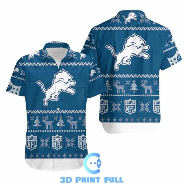 Beach Shirt Detroit Lions Ugly Sweatshirt Christmas All Over Print Hawaiian Shirt Beach Set 1