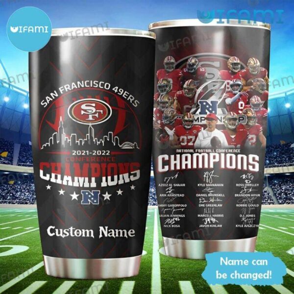 Custom Name 49ers Tumbler 2021 – 2022 Conference Champions San Francisco 49ers Gift