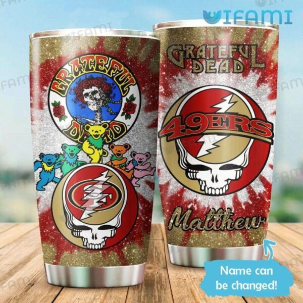 Custom Name 49ers Tumbler Grateful Dead Skull San Francisco 49ers Gift