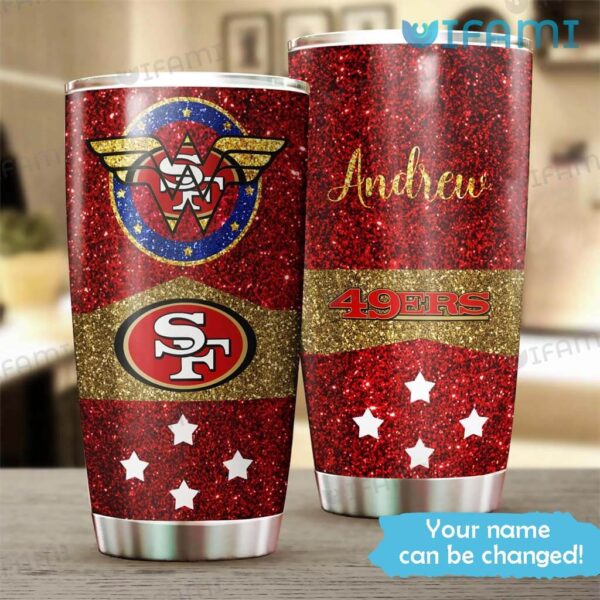 Custom Name 49ers Tumbler Logo Wonder Woman San Francisco 49ers Gift