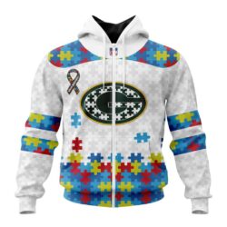 Custom Name And Number NFL Green Bay Packers Special Autism Awareness Design Hoodie Custom Name And Number NFL Green Bay Packers Special Autism Awareness Design Hoodie 2