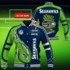 Custom Name Seattle Seahawks NFL Teams Baseball Jacket Impressive Gift Custom Name Seattle Seahawks NFL Teams Baseball Jacket Impressive Gift