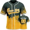 Custom name and number NFL Baseball Jersey green bay packers Personalized Printed Team Name Number Logo Kelly Green Yellow Silhouette City Jersey