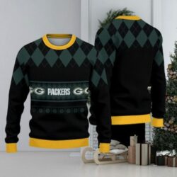 Green Bay Packers Diamond Pattern Ugly Christmas Sweater 3D Gift For Fans