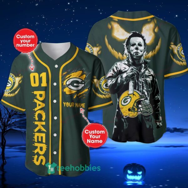 Green Bay Packers NFL Michael Myers Baseball Jersey Shirt Custom Name And Number Halloween Gift