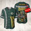 Green Bay Packers NFL mascots 3D Personalized Baseball Jersey Green Bay Packers NFL mascots 3D Personalized Baseball Jersey