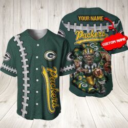 Green Bay Packers NFL mascots 3D Personalized Baseball Jersey