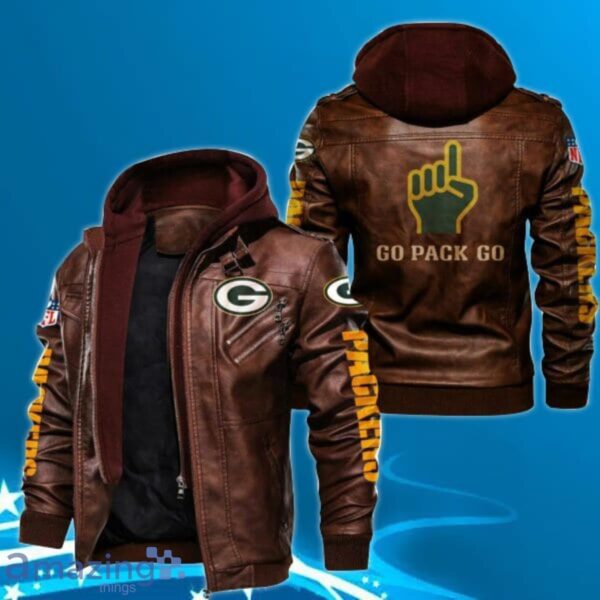 Green Bay Packers NFL mens Leather Jacket go pack go