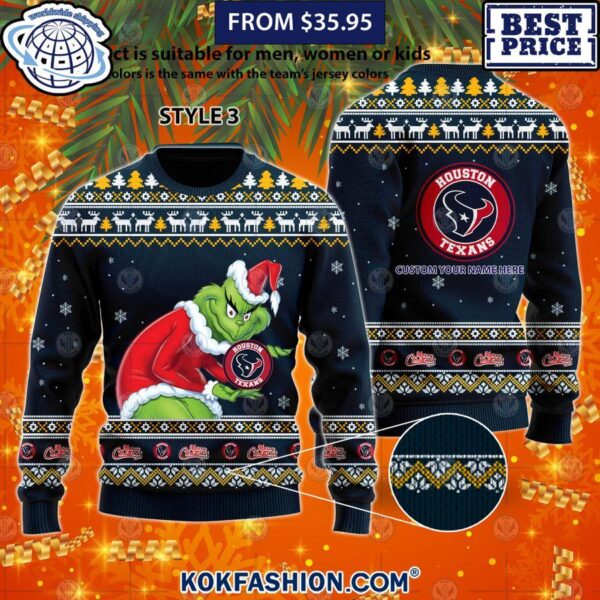 Houston Texans Grinch NFL Sweater christmas gift navy edition