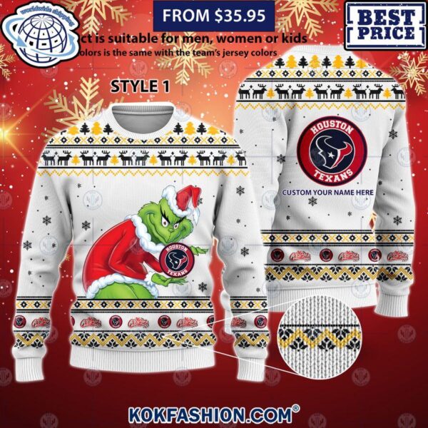 Houston Texans Grinch NFL Sweater christmas gift white edition